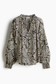 Oversized Tie-Neck Blouse - Blackcream patterned - Ladies HampM US at H&M