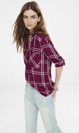 Oversized Windowpane Plaid Shirt at Express