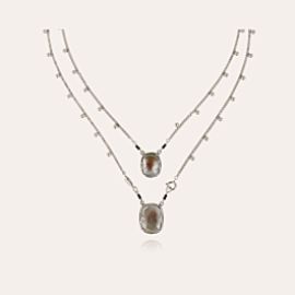 Ovo mother-of-pearl scapulaire necklace silver at Gas Bijoux