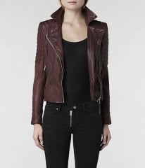 Oxblood leather jacket at All Saints