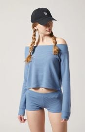 PAC 1980 Active Aspen Waffle Knit Off-The-Shoulder Sweatshirt | Pacsun at PacSun
