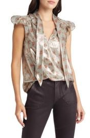 PAIGE Bette Metallic Silk Blend Blouse at Nordstrom