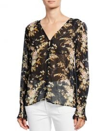 PAIGE Calliope Button-Front Silk Top at Neiman Marcus