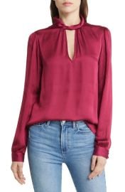 PAIGE Ceres Twist Neck Satin Blouse at Nordstrom