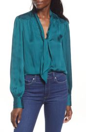 PAIGE Cleobelle Tie Neck Blouse at Nordstrom