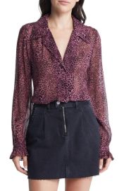 PAIGE Ellyn Leopard Print Button-Up Silk Shirt at Nordstrom