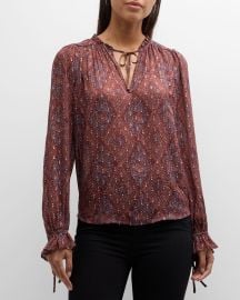 PAIGE Fia Printed V-Neck Blouse at Neiman Marcus