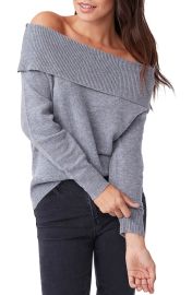 PAIGE Izabella Off the Shoulder Wool Blend Sweater in Heather Grey  at Nordstrom