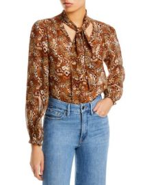 PAIGE Marcela Butterfly Print Silk Blouse Bloomingdales at Bloomingdales