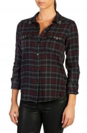 PAIGE Mya Embellished Plaid Shirt at Nordstrom