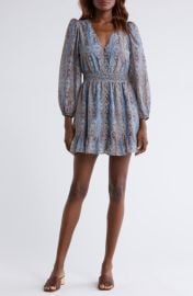 PAIGE Ophelie Puff Sleeve Cotton & Silk Dress at Nordstrom