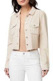 PAIGE Pacey Raw Hem Crop Twill Jacket at Nordstrom