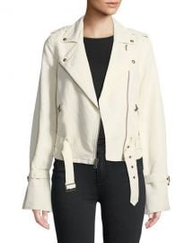 PAIGE Rhoda Zip-Front Twill Moto Jacket   Neiman Marcus at Neiman Marcus