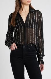 PAIGE Sosa Metallic Stripe Shirt at Nordstrom