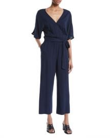 PAIGE Vanette Wrap-Front Short-Sleeve Draped Ankle Jumpsuit at Neiman Marcus