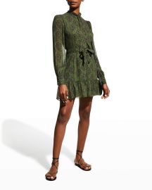 PAIGE Vittoria Mini Dress with Neck Tie at Neiman Marcus