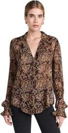 PAIGE Women39s Ellyn Shirt BlackBrown L at Womens Clothing store at Amazon