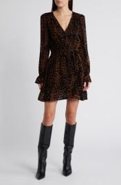 PAIGE Ysabel Long Sleeve Leopard Velvet Burnout Dress at Nordstrom