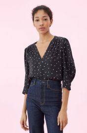 PAINTED DOT JACQUARD TOP at Rebecca Taylor