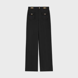 PANTS WITH GOURMETTES IN MOHAIR WOOL - BLACK CELINE at Celine