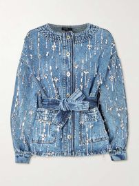 PATBO Belted embellished denim jacket NET-A-PORTER at Net a Porter