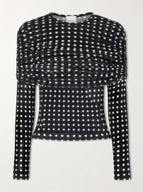 PATOU Ruched polka-dot chiffon top at Net a Porter