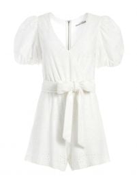 PAULINA PUFF SLEEVE ROMPER at Alice + Olivia