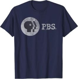 PBS Distressed Vintage Logo Public Broadcasting Service T-Shirt at Amazon