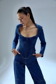 PCFG YOUR ITCH CORSET DENIM CORSET TOP Womenx27s Blue Long sleeve tops Seezona at Seezona