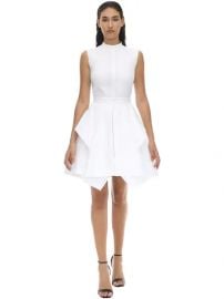 PEPLUM COTTON PIQUET MINI DRESS at Luisaviaroma