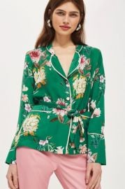 PETITE Floral Satin Pyjama Shirt at Topshop