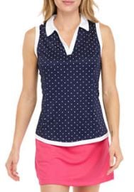 PGA TOUR Womens Sleeveless Polka Dot Printed Polo belk at Belk