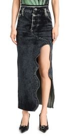 PH5 Lily Denim Print Wavy Midi Skirt Black Green S at Shopbop