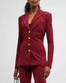 PINKO Edvige Slim-Fit Peak-Lapel Tech Jacket at Neiman Marcus