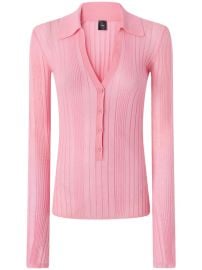 PINKO Ribbed Polo Top Pink at Farfetch