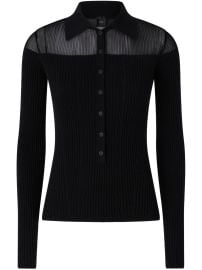 PINKO Ribbed long-sleeved Polo Shirt Black at Farfetch