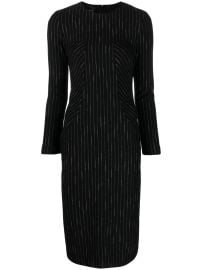 PINKO Striped Midi Dress Black at Farfetch