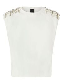 PINKO embellished-shoulder T-shirt White at Farfetch