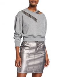 PINKOEmbellished Crewneck Sweatshirt w  Cutout at Neiman Marcus