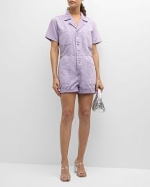 PISTOLA Parker Short-Sleeve Romper at Neiman Marcus