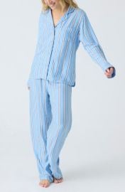 PJ Salvage Stripe Hype Pajamas & Head Wrap Set at Nordstrom