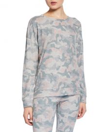 PJ Salvage Weekend Love Camo Lounge Sweater at Neiman Marcus