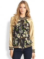 PJK Patterson J Kincaid - Kerra Metallic Satin-Sleeved Printed Silk Bomber at Saks Fifth Avenue