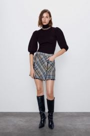 PLAID TWEED SKIRT at Zara