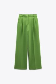 PLEATED MID RISE PANTS - Apple green   United States at Zara