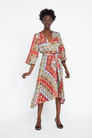 PLEATED PRINTED DRESS at Zara