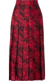 PLEATED PRINTED SILK-TWILL MIDI SKIRT gucci at Net A Porter