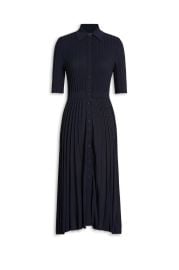 PLEATED RIB SHIRT DRESS - NAVY - Scanlan Theodore at Scanlan Theodore