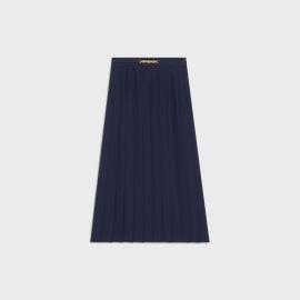 PLEATED SKIRT IN SAND CREPE - Navy  CELINE at Celine