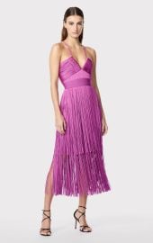 PLUNGING STRAPPY FRINGE MIDI DRESS HERV LEGR at Herve Leger